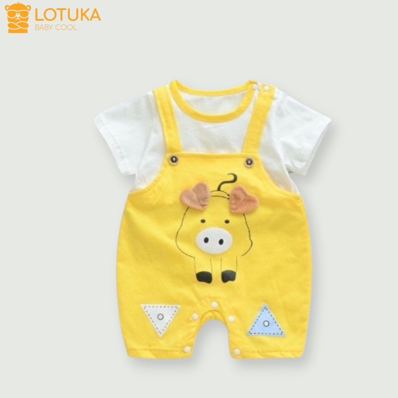 Bộ Body Đùi Cộc Tay Lotuka Cho Bé Trai Bé Gái Dễ Thương Vải Cotton Mềm Mịn, quần áo liền thân sơ sinh từ 3-12kg