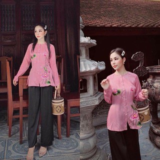😍áo dài ba ba thêu sen cao cấp