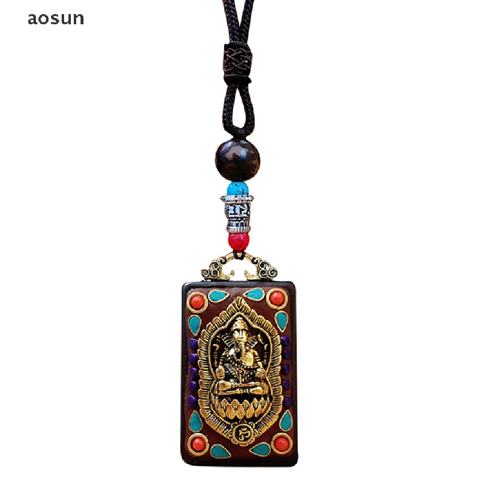 Aosun Vòng cổ Mặt Hình Tượng Phật Thượng Hải Nepal Bằng Gỗ Mun Độc Đáo