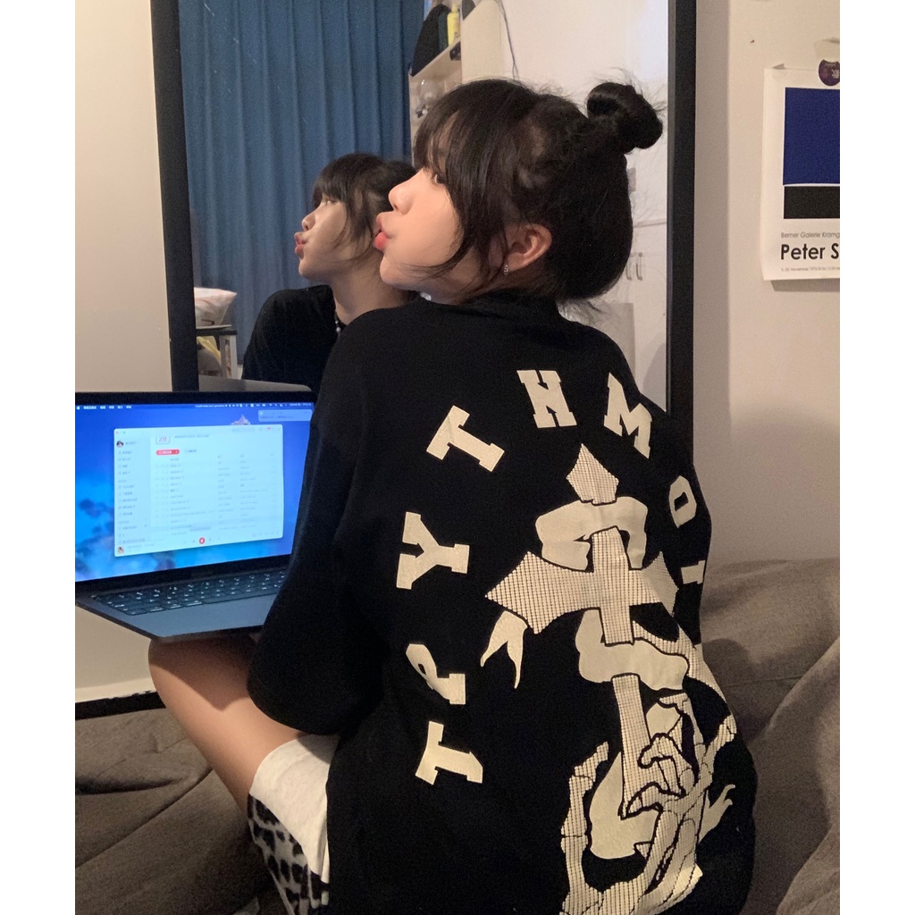 Áo phông nữ rộng oversize Retro  áo thun unisex Ulzzang 100%cotton