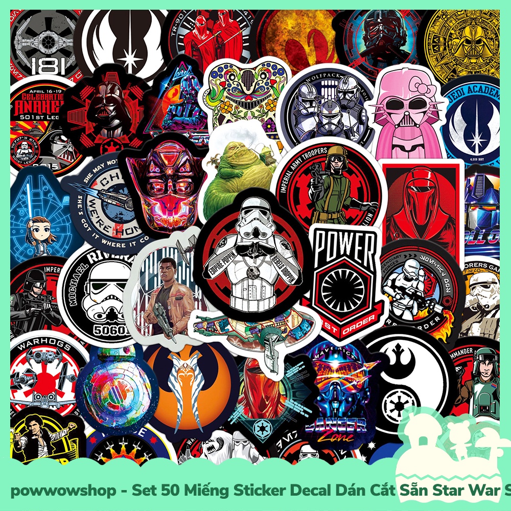 [Sẵn VN - Hỏa Tốc] Set 50 Miếng Sticker Decal Cắt Sẵn DIY Dán Trang Trí Vật Dụng Mẫu Star War Stick The Path Circle