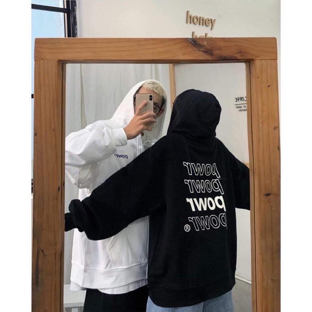 Áo khoác nữ form rộng có dây kéo 4YOUNG in chữ POWR | BigBuy360 - bigbuy360.vn