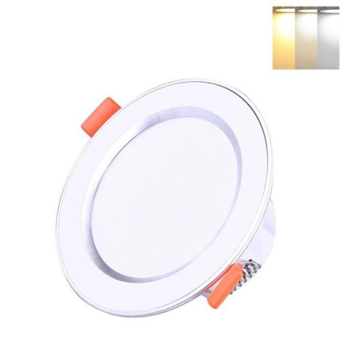 Đèn LED âm trần đổi màu 7w viền bạc/vàng, đèn trang trí giá rẻ