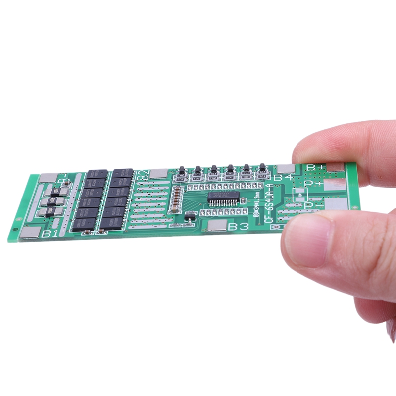 6S 24V 40A 18650 Bảng bảo vệ pin Lithium-Ion Ánh sáng mặt trời Mô-đun Bms Pcb với Cân bằng cho Xe tay ga Ebike