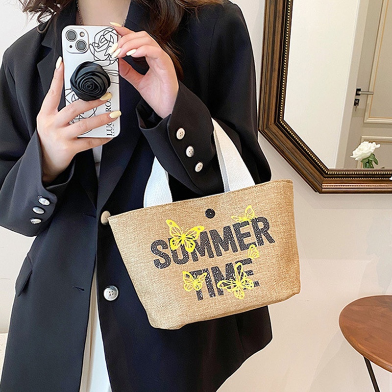 Youyo Túi Xách Đan Rơm Thủ Công In Chữ Đi Biển Thường Ngày Dành Cho Bạn Gái