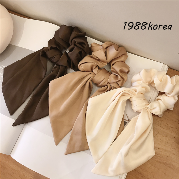 Dây Buộc Tóc Đính Nơ Lụa Phong Cách Retro Xinh Xắn Cho Nữ