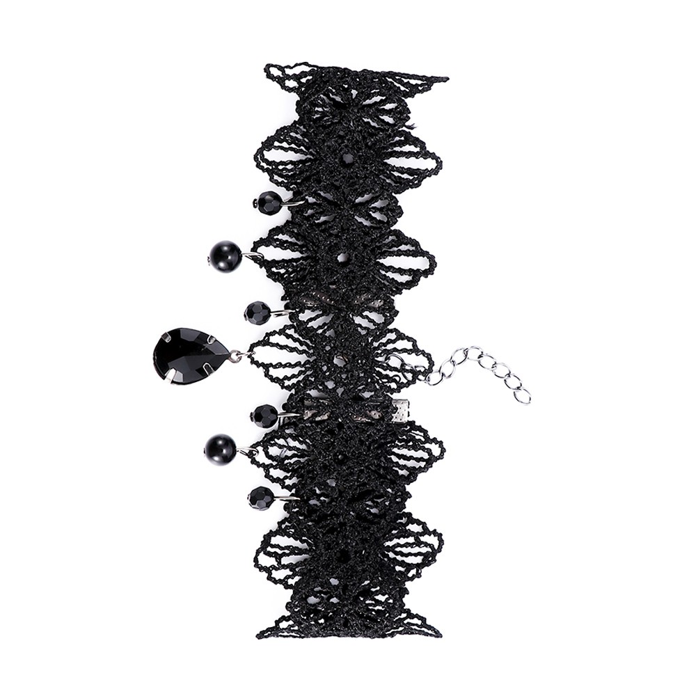 Dây chuyền vải ren tua rua đính đá phong cách Steampunk