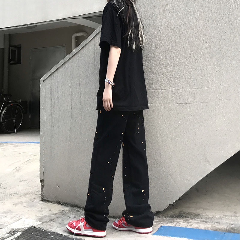 Quần Jeans Nữ Dài Lưng Cao Ống Rộng Thời Trang Hàn