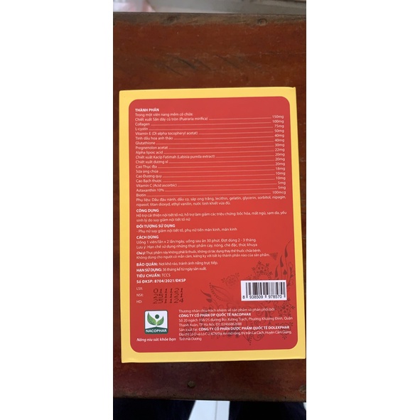 Viên uống tinh dầu hoa anh thảo Estrogen Naco - nhập khẩu Hà Lan - Cân bằng nội tiết tố - Hết mụn, đẹp da