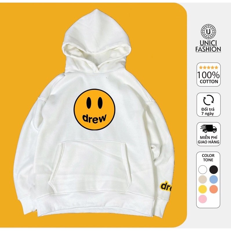 [Mã 12FASHIONSALE1 giảm 10K đơn 50K] Áo nỉ Hoodie Drew house mặt cười Unici shop, áo nỉ bông hoodie unisex nam nữ | BigBuy360 - bigbuy360.vn