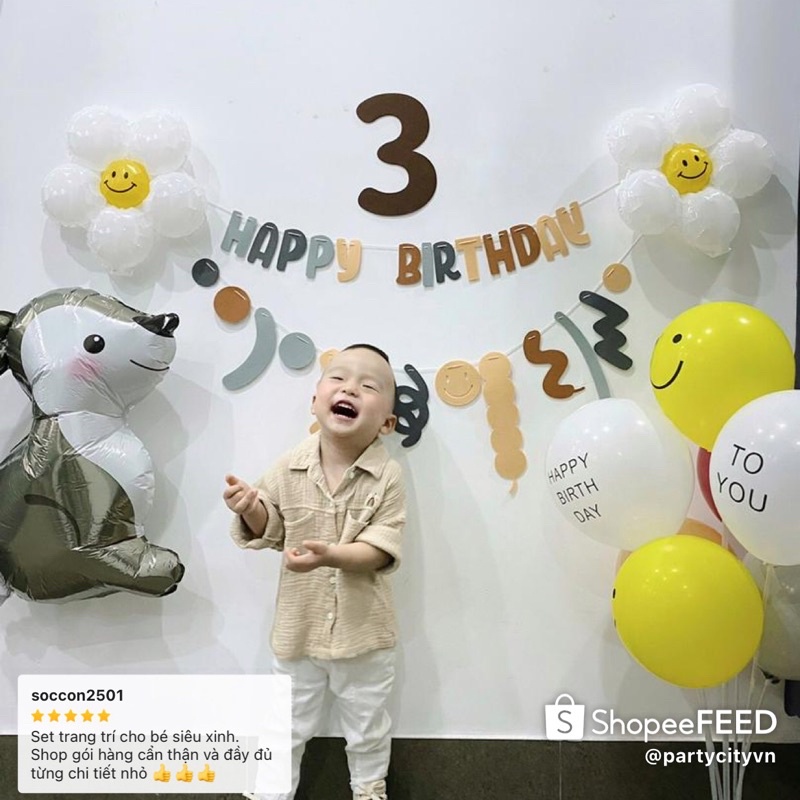 Set trang trí sinh nhật Handmade kiểu Hàn Quốc tone màu phù hợp mọi lứa tuổi [ phù hợp Bé trai, Bé Gái Và Người Lớn ]