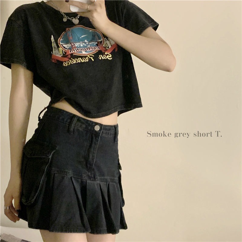 Áo Thun Ngắn Tay In Họa Tiết Phong Cách Retro Mỹ