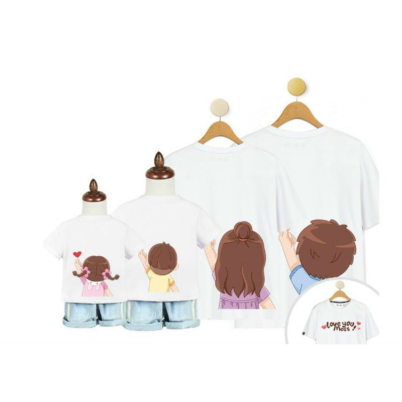 Sĩ] Áo Gia Đình Áo Nhóm 3/4/5 Người Mẫu Hot Chất Cotton Bao Mịn