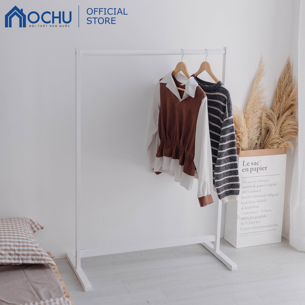 Giá Treo Quần Áo Gỗ Thông OCHU - Single Hanger - White