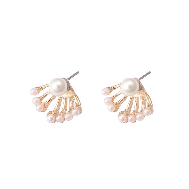 Bông tai kiểu cánh quạt xoè , đính châu nhân tạo