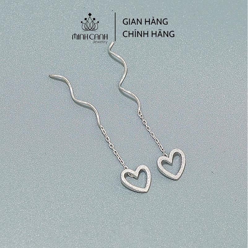Hoa Tai Bạc Ta Trái Tim Dáng Dài - Minh Canh Jewelry