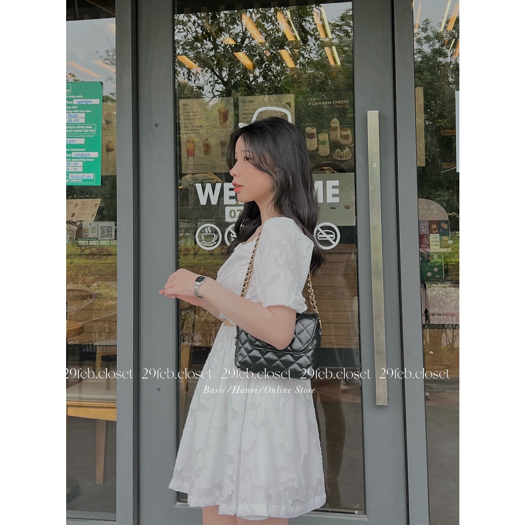 [Ảnh thật/Video] Váy voan hoa nổi xoắn ngực 2 lớp - 29feb.closet -  V17