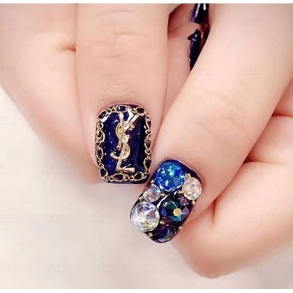 Túi 50 charm đính móng kim loại mẫu thương hiệu trang trí móng