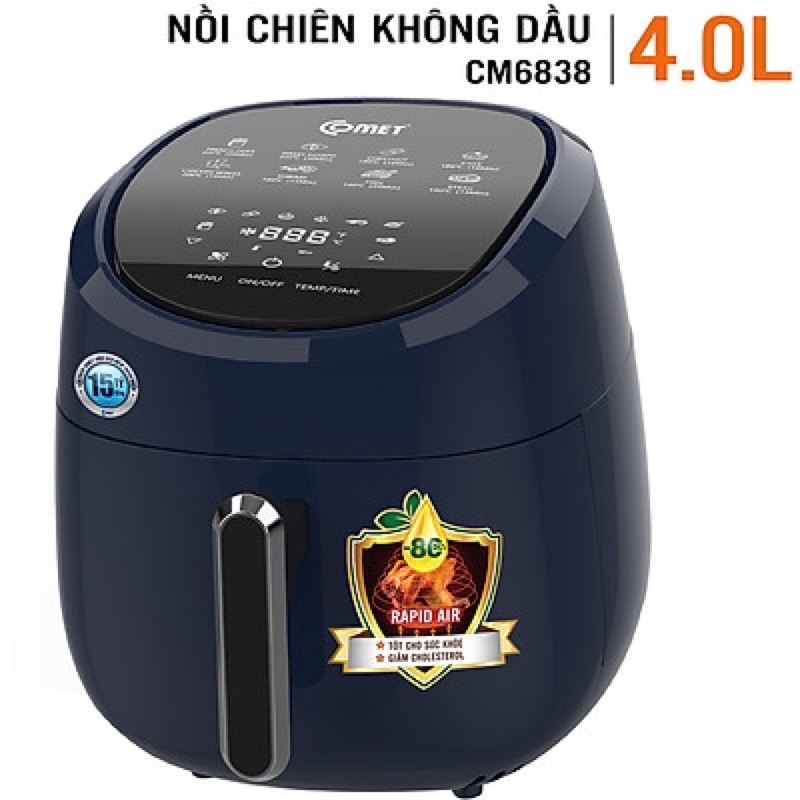 Nồi Chiên Không Dầu Điện Tử Comet CM6838 4L - Hàng Chính Hãng - Xanh navy