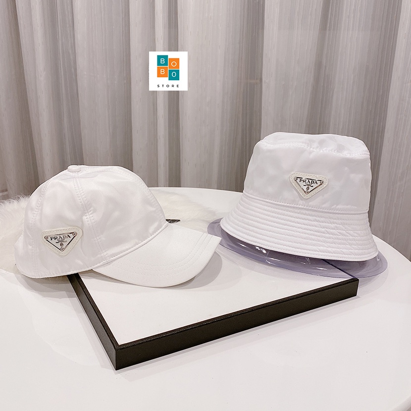 MŨ BUCKET  GIÓ 2 LỚP  PRADA LOGO KIM LOẠI - CỰC CÁ TÍNH