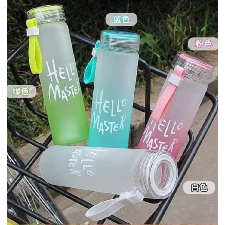 Bình Nước Detox 400 - 480ml Có Quai Xách Tiện Lợi Hello Master - Bình Nước Thủy Tinh