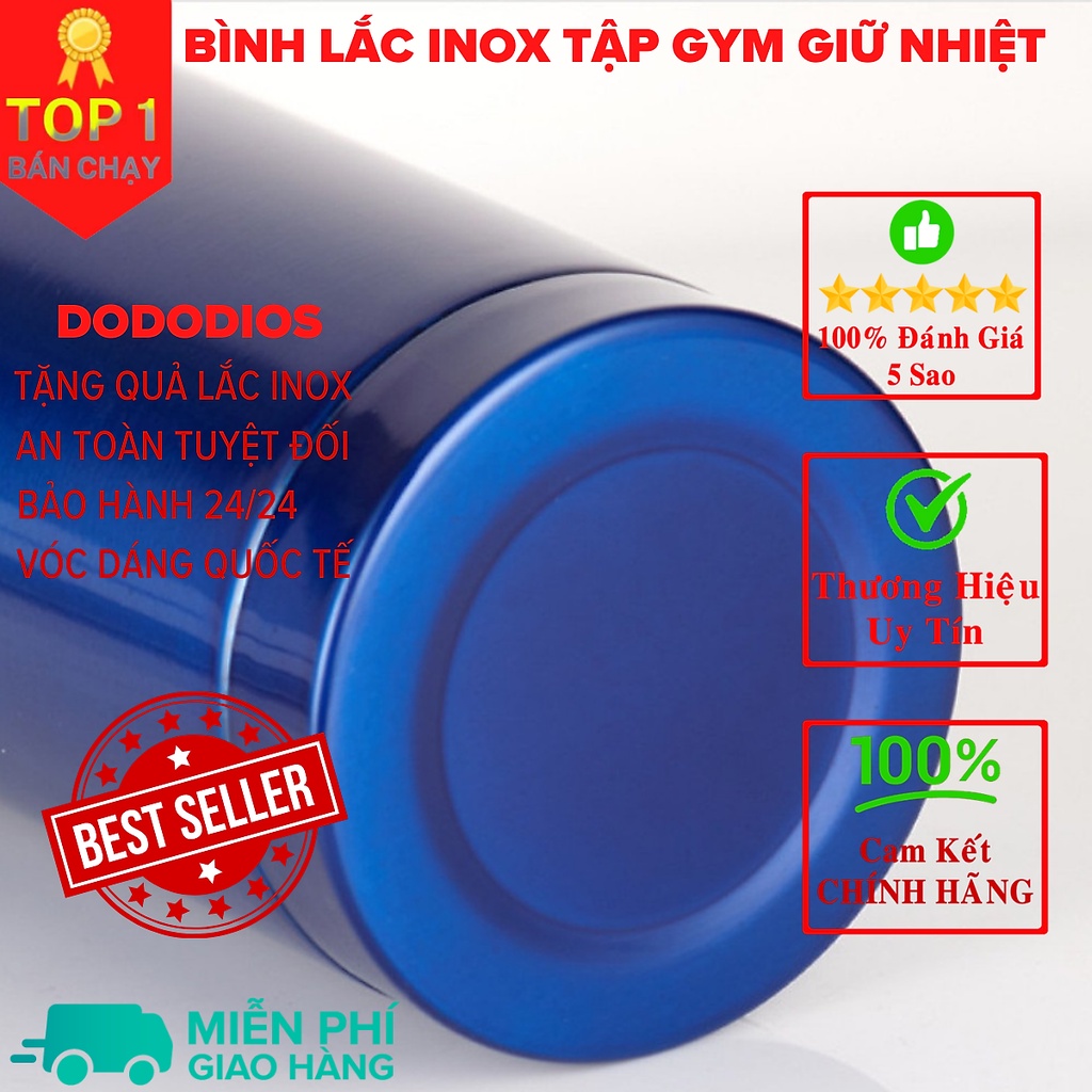 [Loại Cao Cấp - Giữ Nhiệt - Inox 304] bình lắc gym shaker, bình nước thể thao inox giữ nhiệt + Tặng quả lắc - Màu Đen