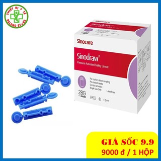 Kim chích lấy máu 4 cạnh đầu tròn dùng  cho đo thử đường huyết , tiểu đường Sinocare (hộp 50 kim)  [TBYT Halongstars]