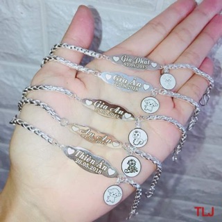 Lắc tay bạc khắc tên