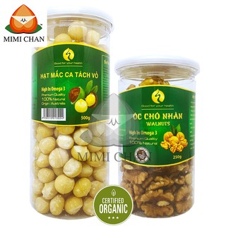 Combo Nhân Quả Óc Chó Vàng Mỹ 250gr - Nhân Macca Úc, Mắc Ca Đã Tách Vỏ 500gr