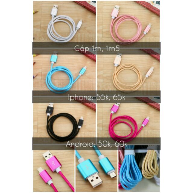 Cáp sạc dây dù Iphone, Android