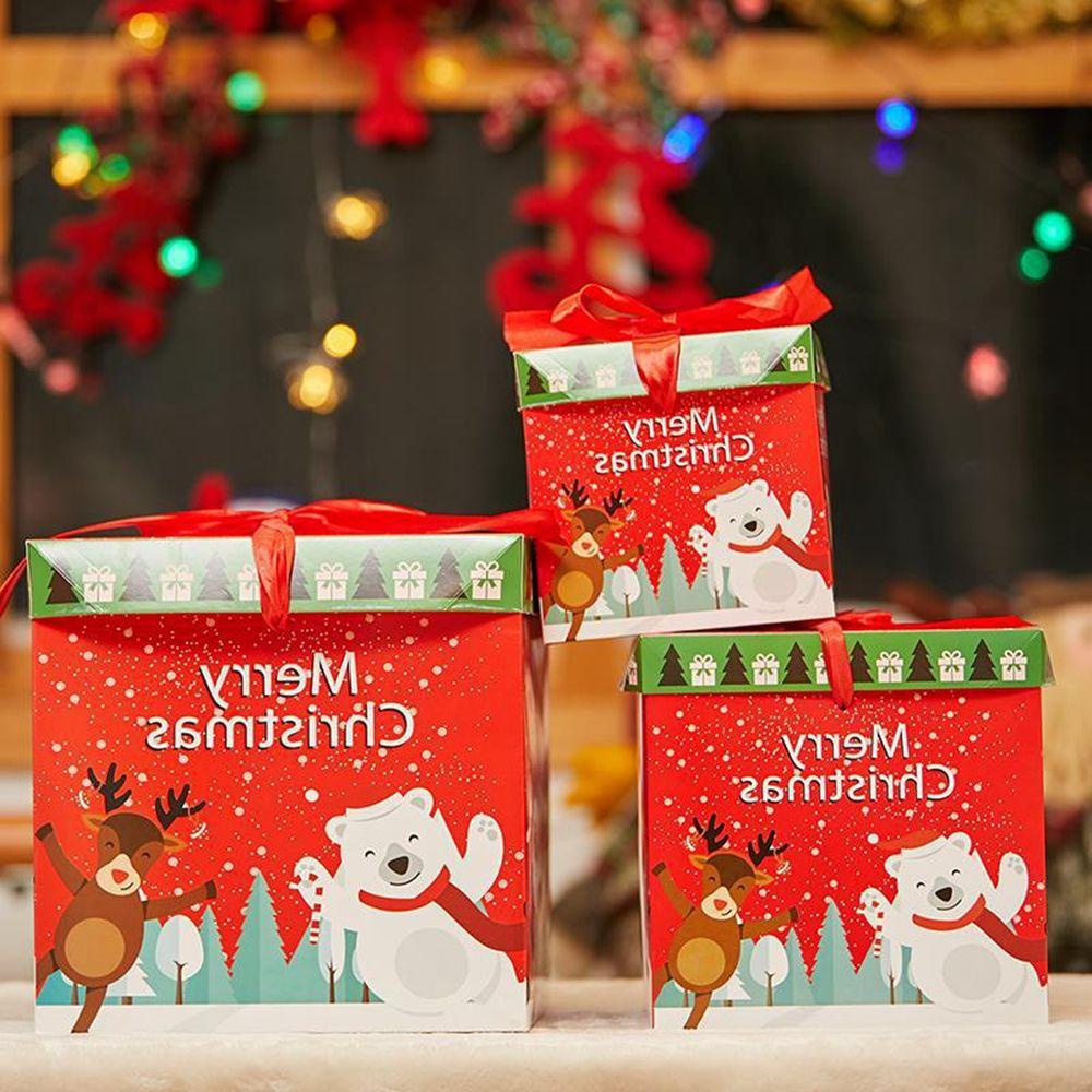 Hộp Xếp Chồng Lên Nhau Hình Ông Già Noel / Kẹo / Socola / Cây Thông Giáng Sinh Năm Mới Có Nắp Đậy