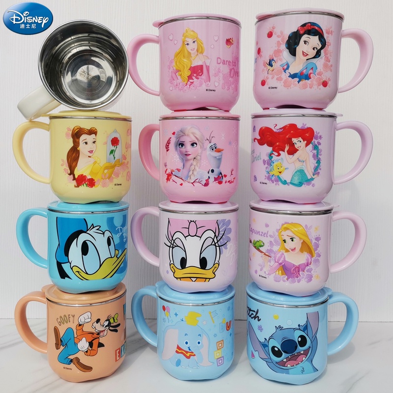 DISNEY Cốc Uống Nước Bằng Thép Không Gỉ Hình Frozen 2 Có Nắp Đậy Tiện Dụng