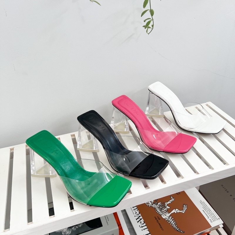 Guốc mica gót tù hot trend 7cm quai mềm tôn dáng