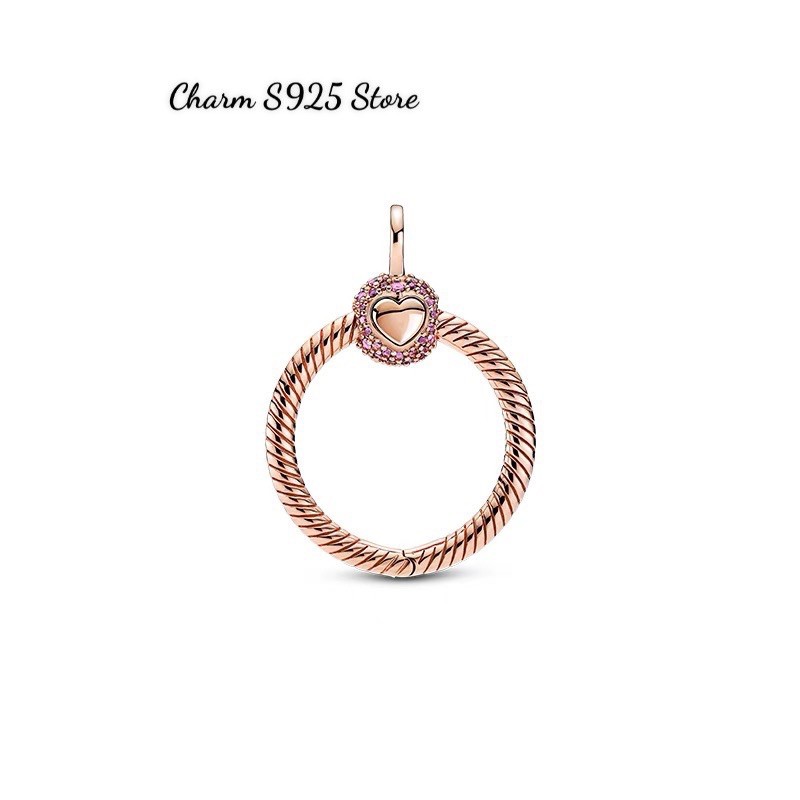 mặt dây chuyền vòng pan mini vàng hồng đính đá bạc s925 cao cấp