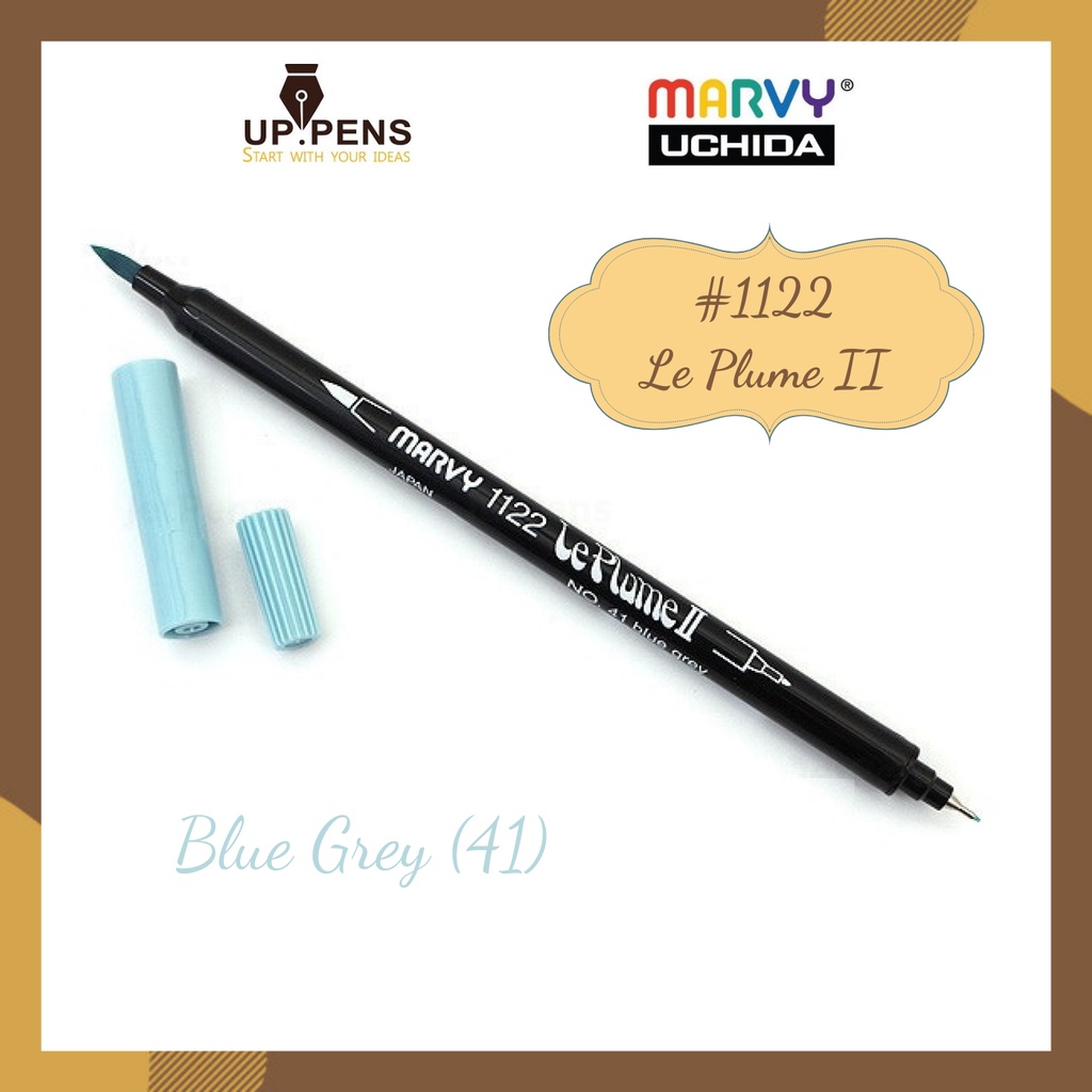 Bút lông đầu cọ viết calligraphy Marvy Le Plume II Double-Sided Watercolor Marker - Màu xanh xám (Blue Grey - 41)