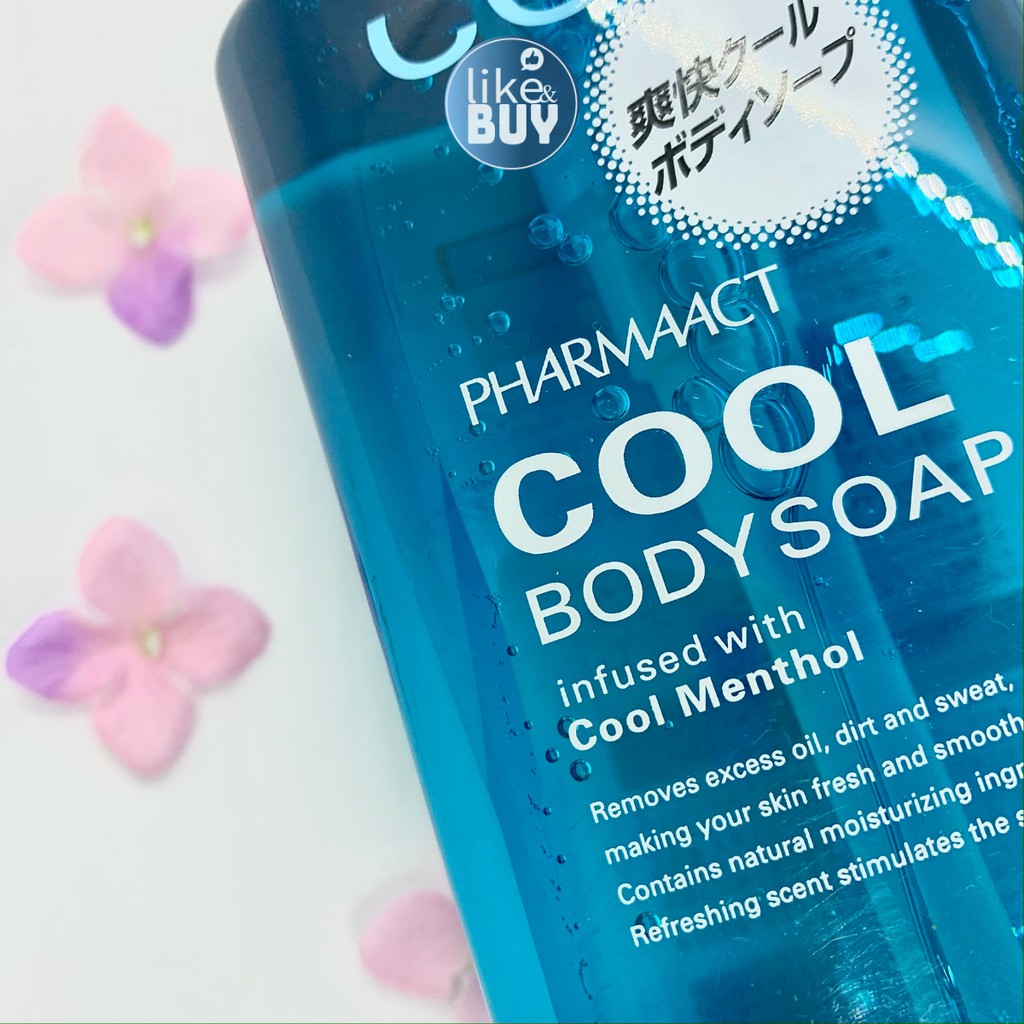 Sữa tắm cho nam Cool Body Soap Pharmaact mùi thơm lưu hương lâu 600ml - hàng nội địa Nhật