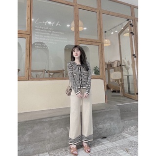 Set len Caro quần suông