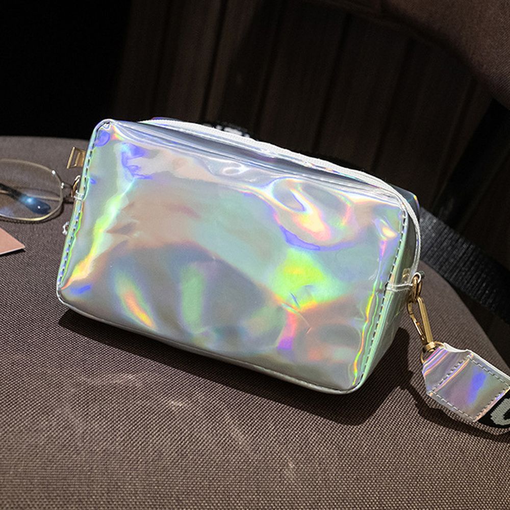 AROMA Small Women Messenger Bag Fashion Square Bag Korean Style Bag Letter Crossbody Bag Over The Shoulder Laser Street PVC Handbag/Multicolor