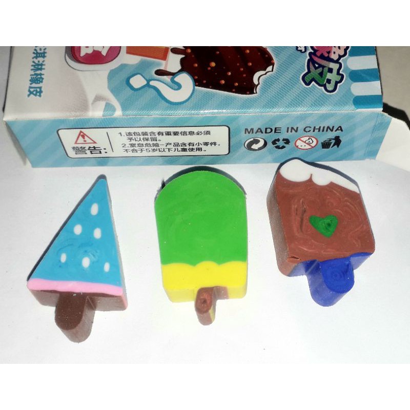 Sét 3 viên gôm tẩy hình cây kem ngộ nghĩnh siêu dể thương