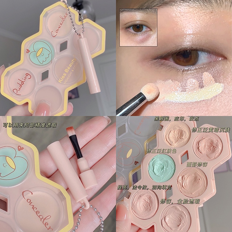 (Hàng Mới Về) Bảng Kem Che Khuyết Điểm Kiss Beauty Làm Sáng Da Dưỡng Ẩm Che Phủ Quầng Thâm Hiệu Quả