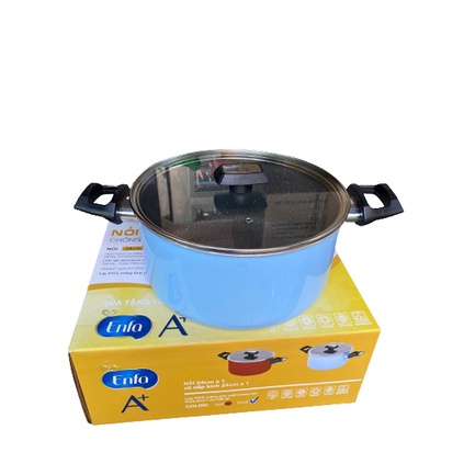 Nồi hợp kim nhôm chống dính vân đá đáy từ nắp kính Kims Cook 24CM