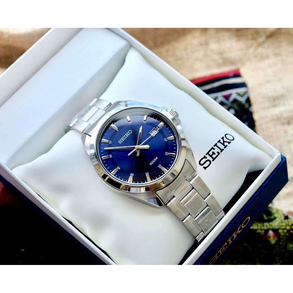 Đồng hồ nam Seiko SUR207P1 Chính hãng Nhật Bản - Dây Thép Không Rỉ - mặt kinh chống chầy , chống nước , BH 24 tháng