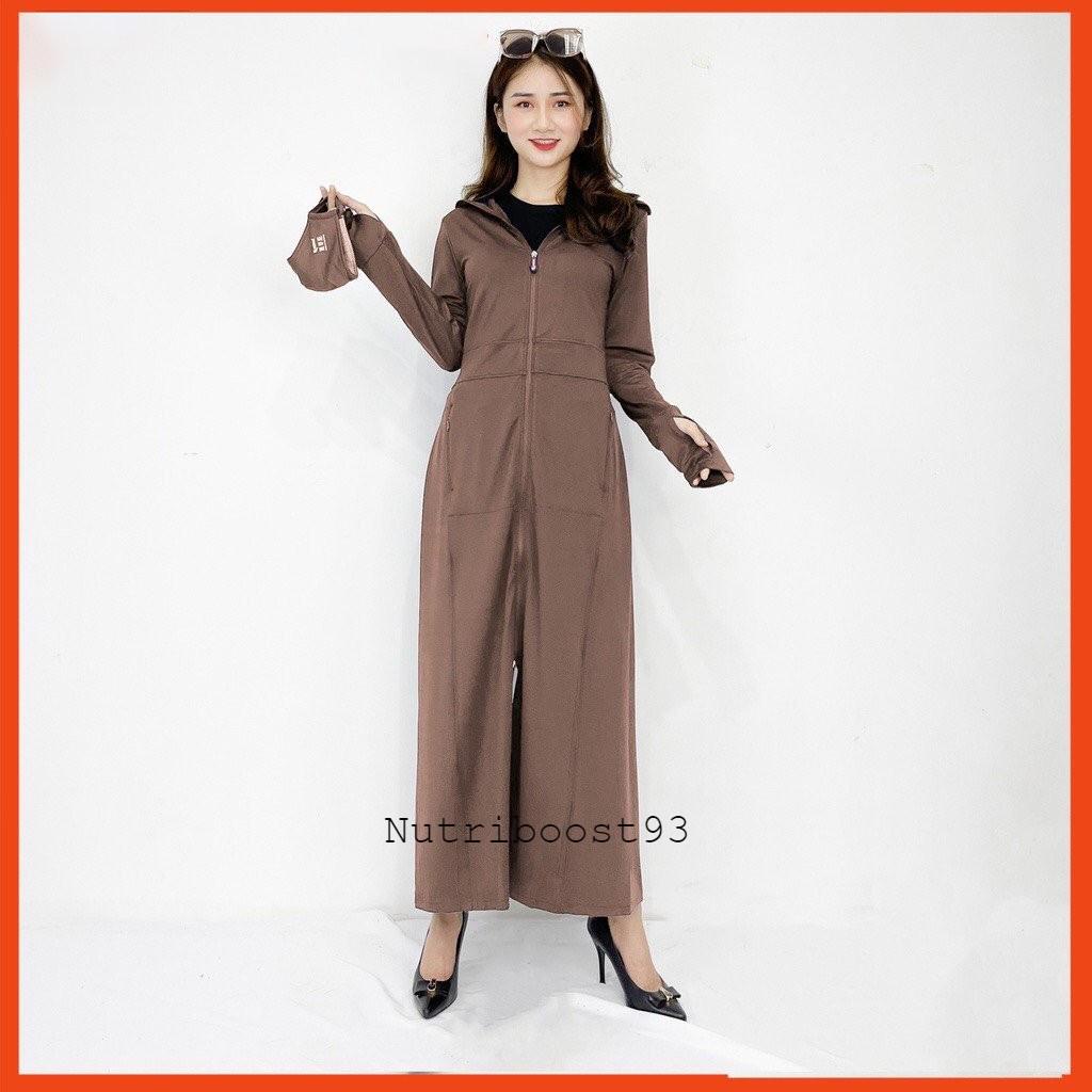 Áo chống nắng toàn thân 2 lớp tặng kèm khẩu trang vải hạt xoàn loại đẹp đường may kĩ VNXK