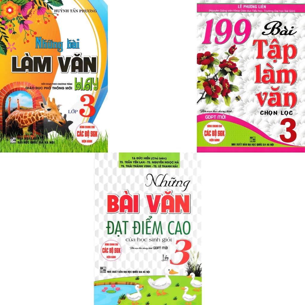 Sách  -Combo Những Bài Làm Văn Hay Và Chọn Lọc Đạt Điểm Cao  (Bộ 3 Cuốn) (Dùng Chung Cho Các Bộ SGK Hiện Hành)