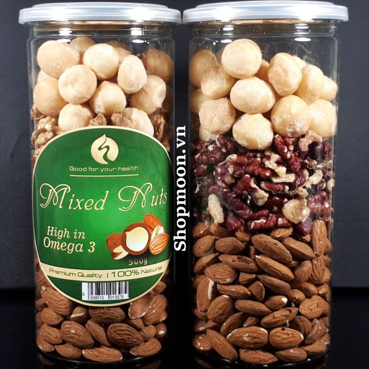 Mixed nuts 3 loại hạt dinh dưỡng Macca, Óc Chó Đỏ, Hạnh Nhân đã tách vỏ ( 380k / hộp 500g) | BigBuy360 - bigbuy360.vn