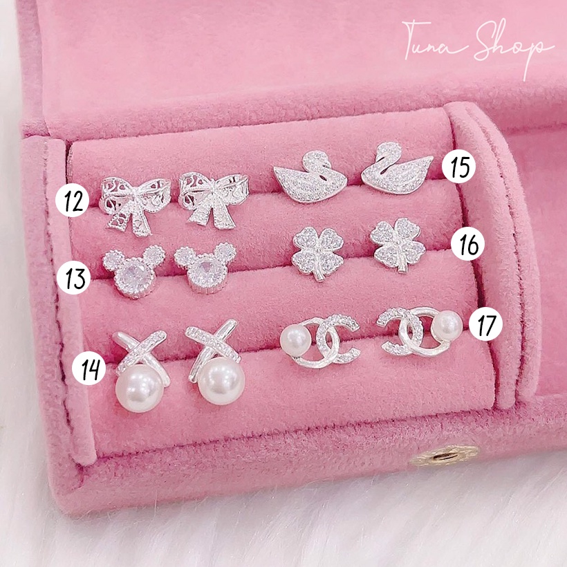 Khuyên tai nữ Bạc, Hoa tai Bạc cao cấp gắn đá TUNA SILVER cam kết CHUẨN BẠC