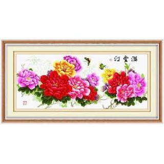 [ Sale sốc] Tranh thêu hoa mẫu đơn đẹp 130x61cm