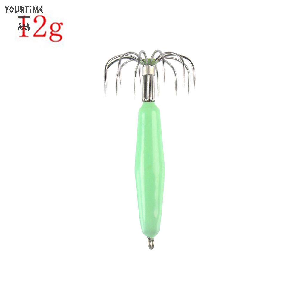 Mồi Câu Cá Giả Hình Mực Dạ Quang 12 Móng