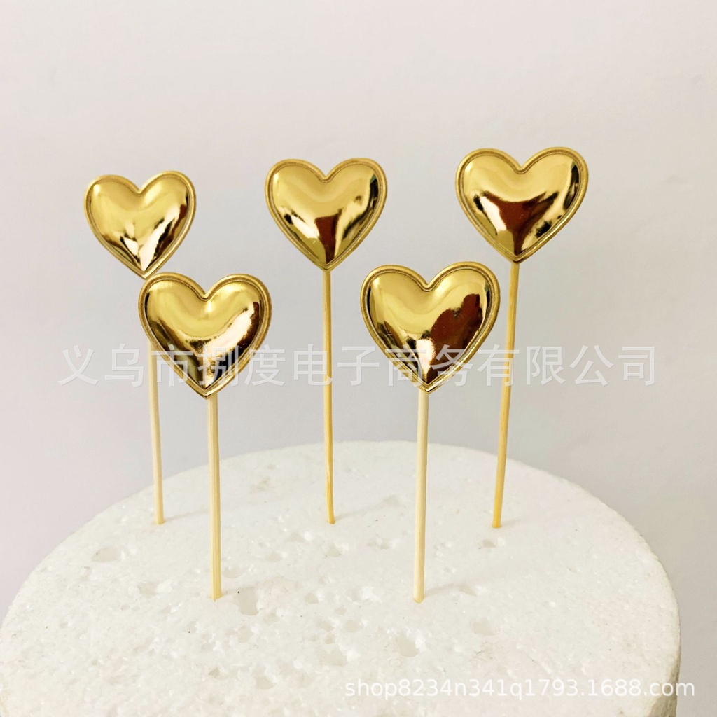 Set 5 Phụ Kiện Trang Trí Bánh Kem Bằng PU Giả Hình Ngôi Sao/Trái Tim/ Vương Miện Xinh Xắn