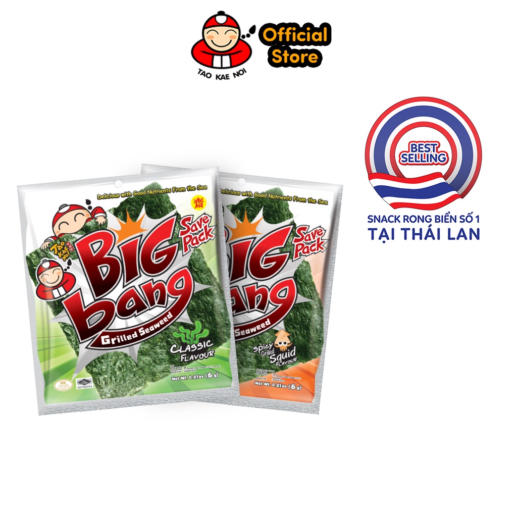 Snack rong biển ăn liền TaoKaeNoi BIG BANG 6g x 12 gói